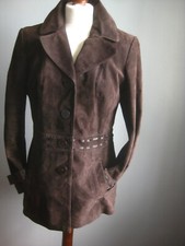 M&s Leather Suede Jacket 12 14 Soft Boyfriend Western Cowboy Real Autograph