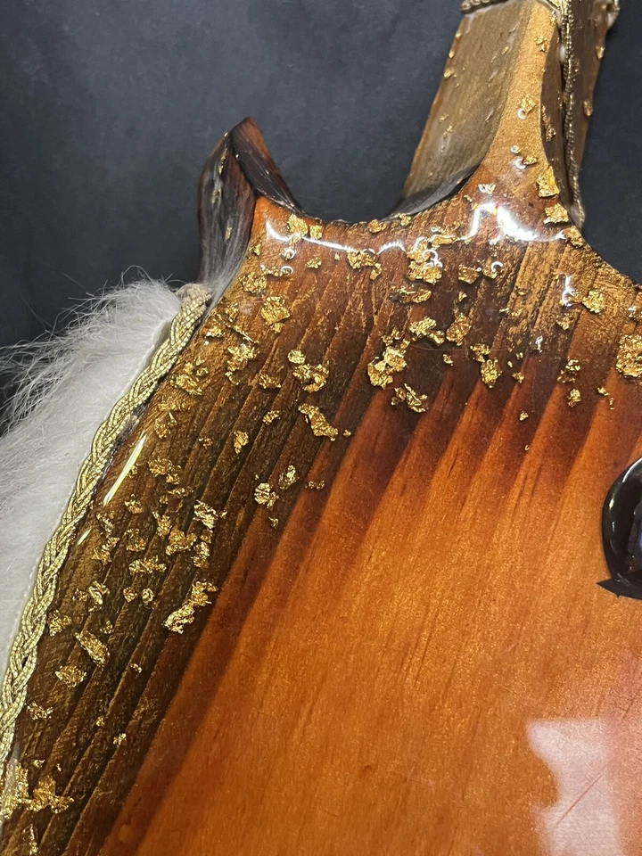 Vintage  Solid Lacquered Wood ,Mythical Unicorn Clock W 24K Gold Flake & Hair - Image 4 of 4