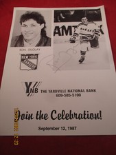 Ron Duguay New York Rangers Autograph Sept 12 1987  RANGERS