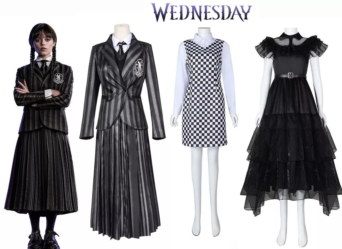 Wednesday Addams Cosplay Costume Dress Addams Family Halloween School  Uniform