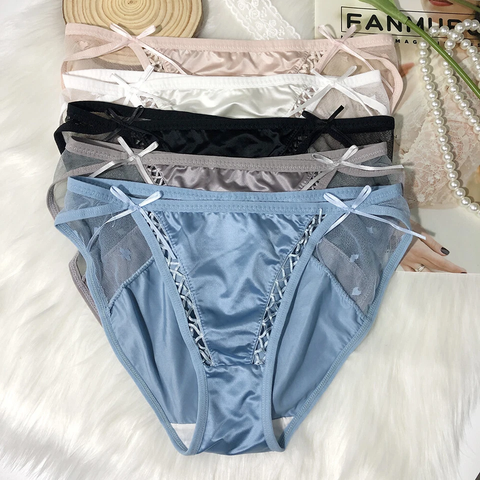 Pack Of 5 Womens Sexy French Satin Panties Briefs Underwear Lot String Bikinis - Image 4 of 4