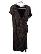 Valarie Stevens WomansWrap Dress Size Large Black White Gray Polka Dots