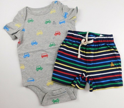 TOP/BODYSUIT & SHORTS--GAP--Baby Boy CARS 2 Pc Set--SIZE 12-18 Months--BRAND NEW