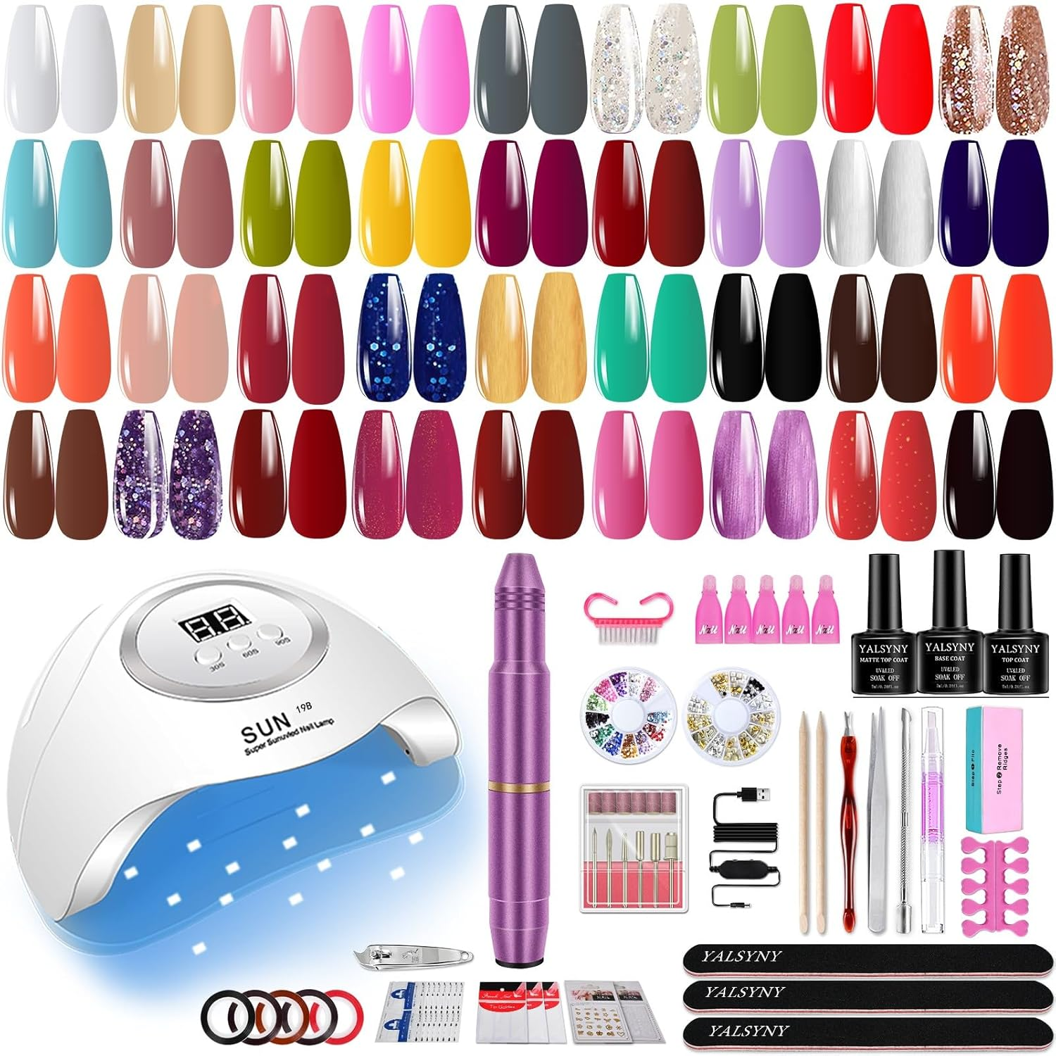 UV LED Gel Nail Polish Kit with Soak-Off Base and Top Coat-image