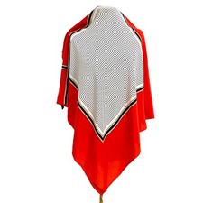 Daniel La For t 100 Silk Scarf 35  x 33  Square Red Polka Dot Vintage Wrap A34