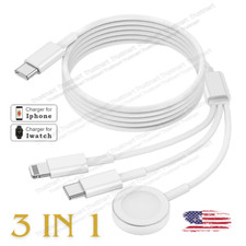 Magnetic Charger 3 IN 1 USB C Cable For Apple Watch iWatch 6/5/4/3/2 iPhone/iPod