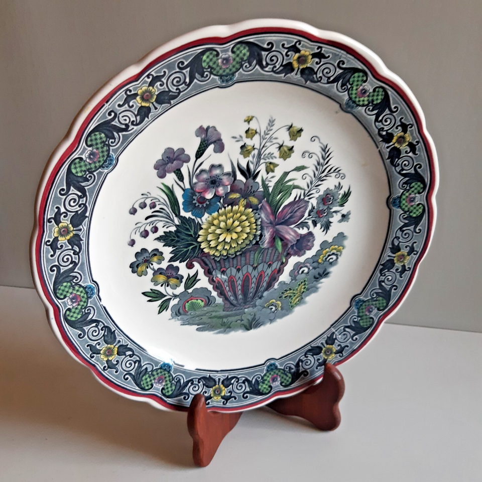 Delft Sign Wall Plate Delft Faience Flowers Royal Sphinx P.Regout Maastricht ...