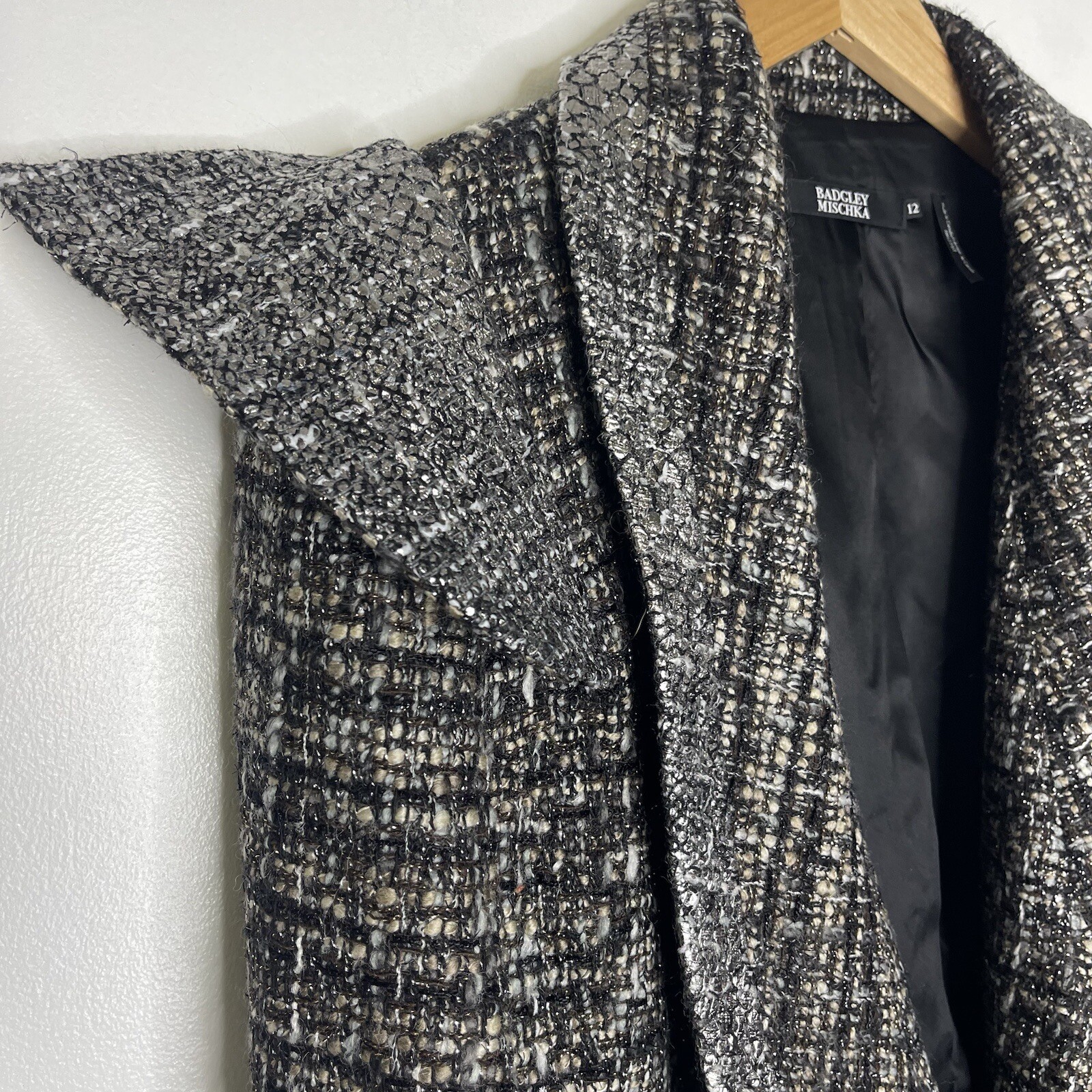 Badgley Mischka Designer Tweed Blazer Jacket Size… - image 4