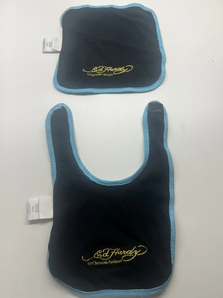 Juego de babero y tela eructa para bebé Ed Hardy - Raro Foto 4 de 4