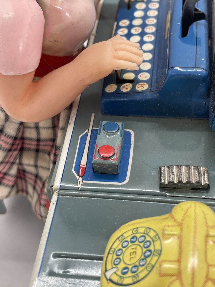 Vtg LINEMAR Tin Toy Miss Friday The Typist Battery operated Vtg LINEMAR Tin Toy Miss Friday The Typist Battery operated