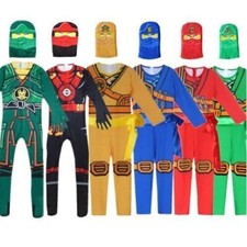 Kids Ninjago Boys Costume Ninja Cosplay Costume Fancy Dress Jumpsuit+Cap Gifts F
