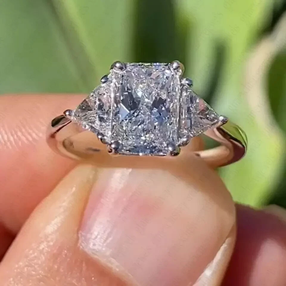 Помолвочное кольцо сияющим муассанитом 2,40 карата с покрытием из белого золота 14 карат - Изображение 4 из 4