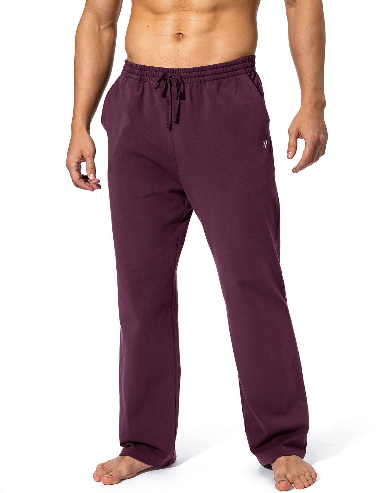 Pudolla Mens Cotton Yoga Sweatpants Athletic Lounge Pants Open Bottom