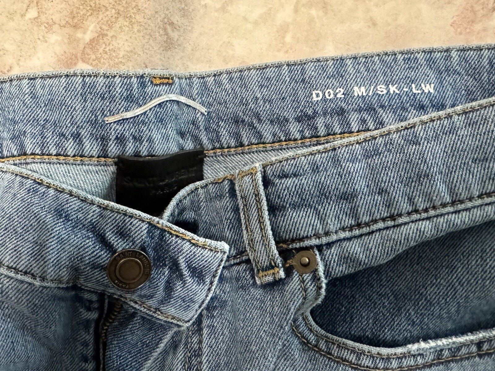 Jeans uomo Saint Laurent lavaggio leggero denim strappato D02 M SK LW taglia 34