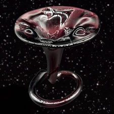 Hand Blown Amethyst Art Glass Trumpet Lily Flower  Vase Spiral Coil Textured Top