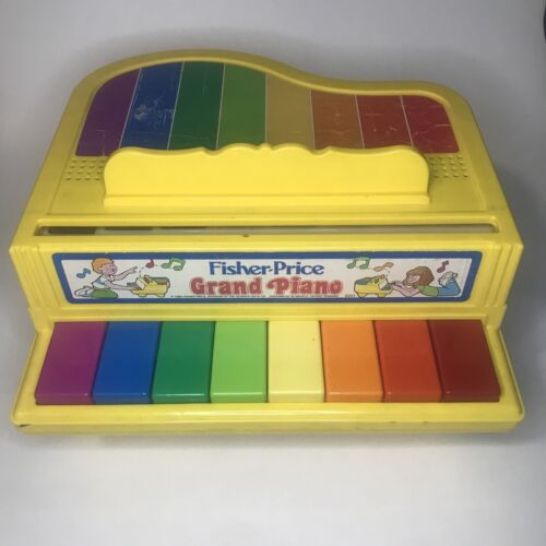 Vintage 1986 Fisher Price Grand Piano Rainbow Keys Yellow Fast Shipping - Picture 1 of 5