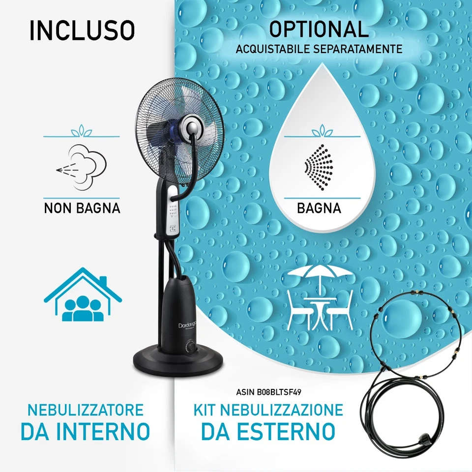 VENTILATORE ANALOGICO ACQUA WFR DARDARUGA CON NEBULIZZATORE PROFESSIONALE SPRAY - Immagine 4 di 4