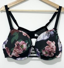 Cacique Boost Balconette Bra Womens 44C Black Pink Green Floral Full Coverage