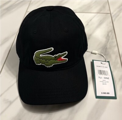 Lacoste Men s Big Croc Logo Adjustable Cap Hat Black Green $60 New
