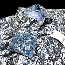 Robert Graham Geometric Paisley Floral Grid Blue Brown Sport Shirt 2XL 228