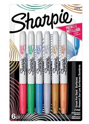 Sharpie Metallic feine Spitze Permanent Marker Stift verschiedene Farben 6er Pack Gold