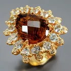 Jewellery 8 ct+ Natural Cognac Quartz Ring 925 Sterling Silver Size 7.5 /R467394