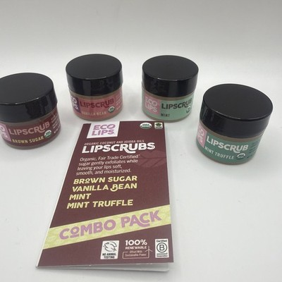 ECO LIPS Lip Scrub Combo Pack - Mint/mint Truffle/vanilla Bean And Brown Sugar
