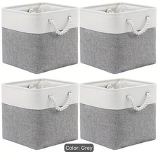 4x faltbare Aufbewahrungswürfel aus Stoff weiß grau Boxen für Kallax Regale. Neu