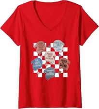 Retro Checkered 4th Of July Eagle USA Groovy Ladies' V-Neck Tshirt