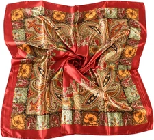 35 x 35 Women's Fashion Pattern Large Square Silk Like Hair Scarf Head Sleeping