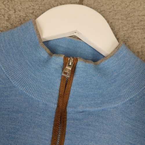 Peter Millar Excursionist Flex Wool 1/4 Zip Sweater Adult Large Pullover Blue - Picture 3 of 10