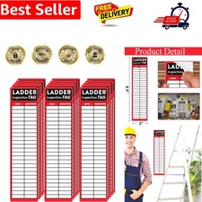 Ladder Inspection Labels 100 Pcs Safety Stickers for Ladders 8.5 x 2 Inch Red...
