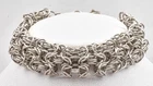 Vintage Sterling Silver wide multi ring woven wheat Style Ladies bracelet 7.5"