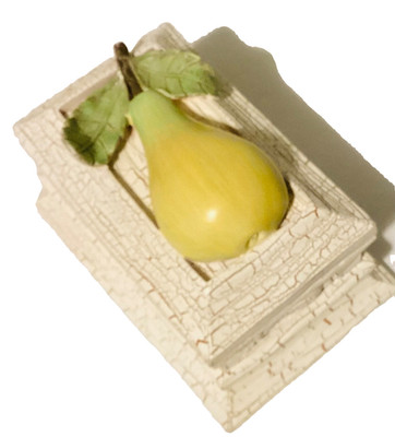 Yellow Pear Trinket Box Vintage Style Fruit Crate Farmhouse Kitchen Decor