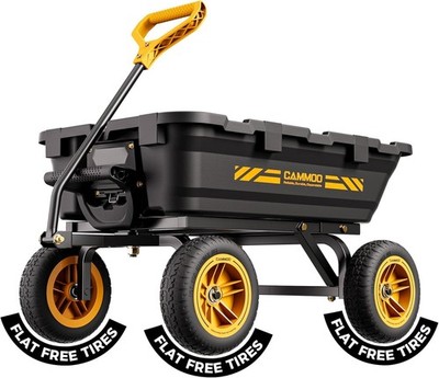 10in NO-FLAT TIRES 900lb Garden Dump Cart DIY Expandable 4 Cu.Ft. Utility Wagon
