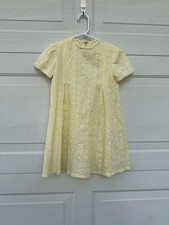 Vintage 60s/70s Girls Embroidered Dress Butter Yellow Size 5/6