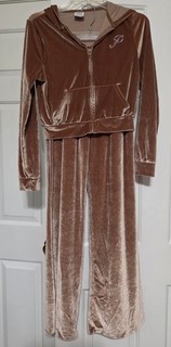 PINK By Victoria's Secret Caramel Velour Rhinestone Bling Tracksuit SZ XS