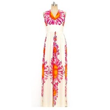 Vintage Neon Floral Jersey Dress