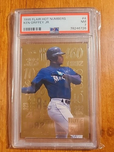 1995 FLAIR HOT NUMBERS KEN GRIFFEY JR PSA 7 NM Gold Foil 4 of 10 Insert SP #4