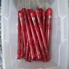Red Plastic Soprano Recorder Key of C Double Hole 3-Piece Lot
