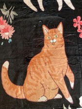 Fleece Soft Throw or Blanket w/CATS On Black Background 78" x 60  