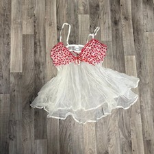 Vintage Frederick s of Hollywood red hearts babydoll slip dress