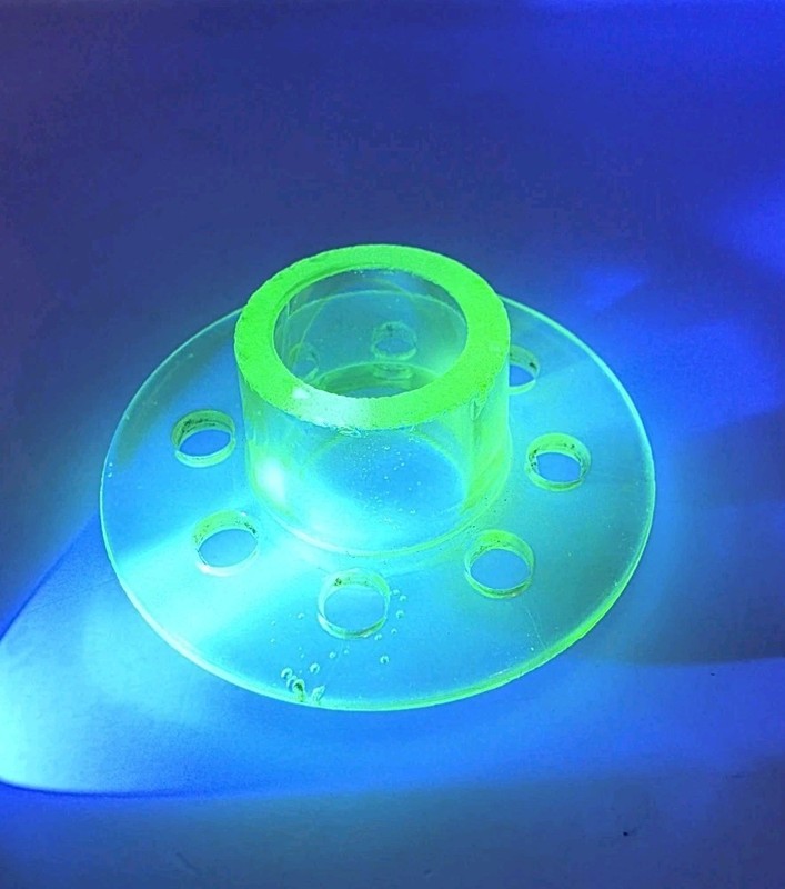 Vintage Uranium Glass Flower Frog Rare