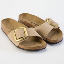Birkenstock Women's Madrid Big Buckle Sandcastle Nubuck Leather Sandals EU37-41
