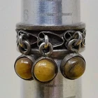 Vintage Mexico Mexican Ring Brown Gold Stone Tiger's Eye Sterling? Silver RARE