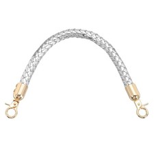 Braided Purse Straps, 11.8 Inch Leather Short Handbag Handle, Silver