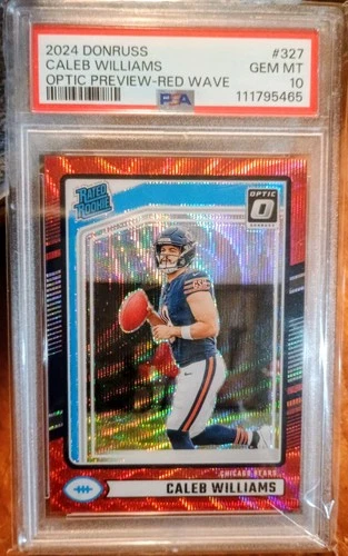 2024 Donruss Rated Rookie Caleb Williams Optic Preview Red Wave PSA 10 GEM MT