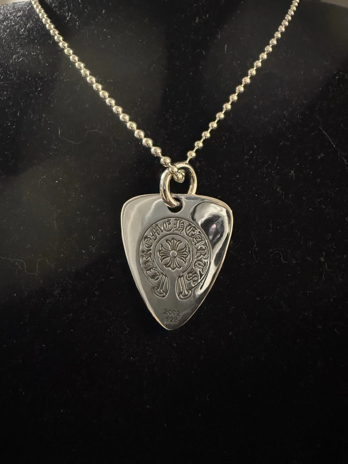 CHROME HEARTS collana pendente plettro chitarra stile cuori cromati