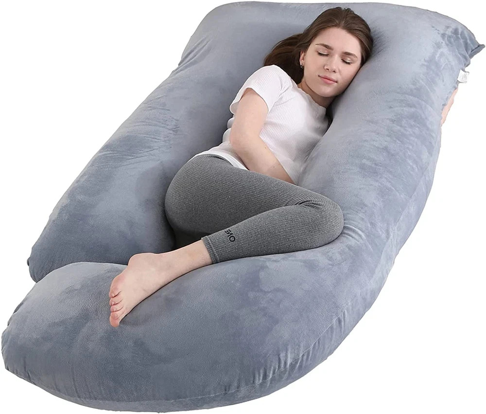 J-shaped Full Body Pillow, 59 Inch With Velvet Cover Easy To