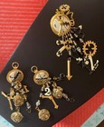 Lunch At The Ritz Steampunk 1980s Clockwork Earrings Pendant Brooch Retired Runw — photo 1